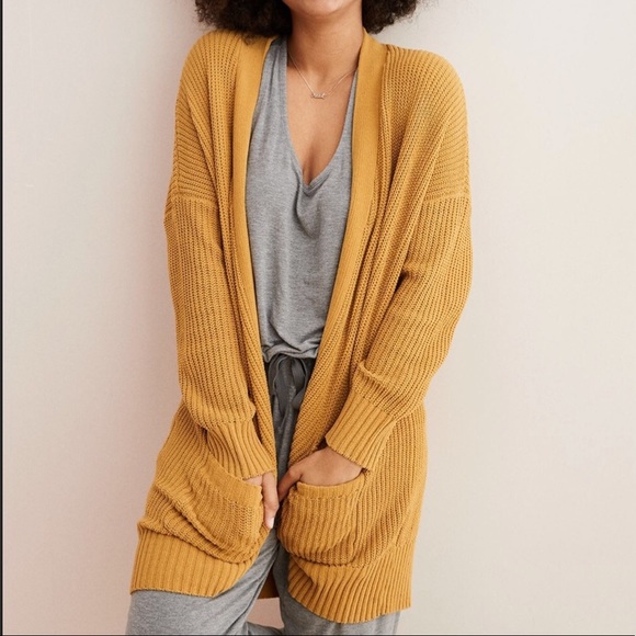 Aerie Mustard Chenille Cardigan 